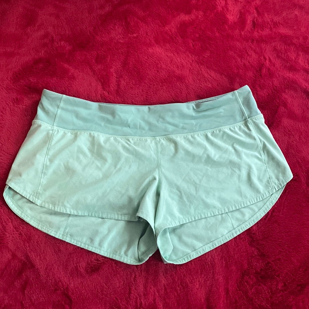 Green Lululemon ‘speed up’ shorts